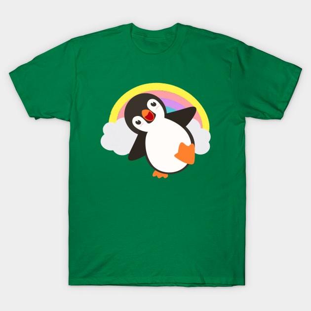 Cute Penguin Rainbow T-Shirt by Illustradise